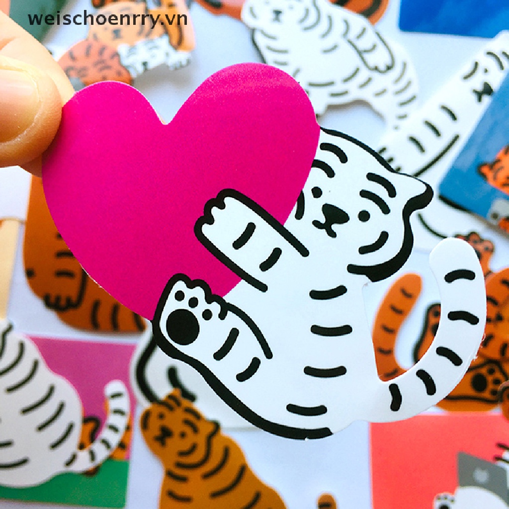 Set 20 Miếng Dán Hình Hổ Hoạt Hình Dễ Thương Trang Trí Laptop / Hành Lý / Xe Máy