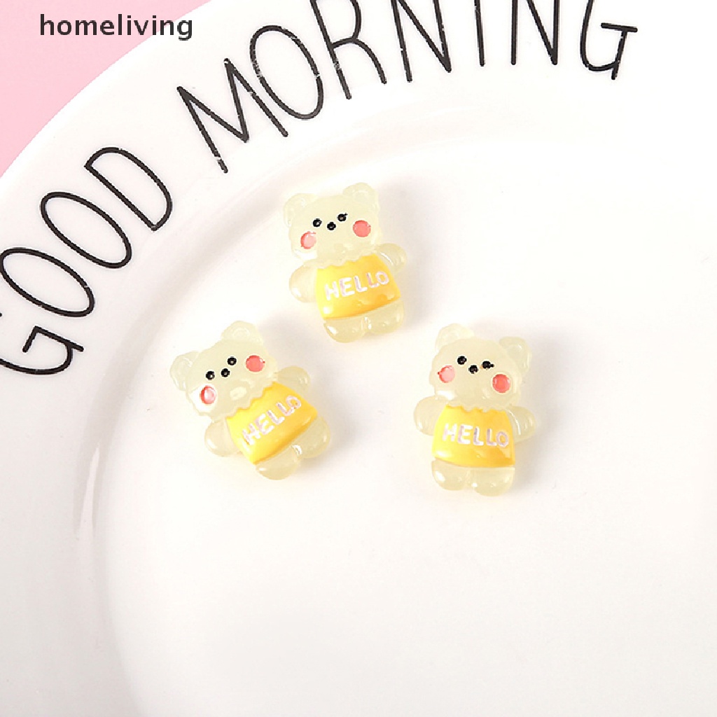 Set 2 Gấu Bông Mini Bằng Nhựa Resin Phát Quang DIY Trang Trí Nhà Cửa