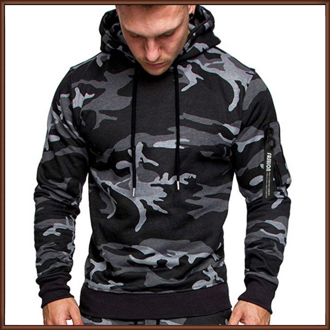 Áo Khoác Hoodie Tay Dài Vải Lông Cừu Gọn Nhẹ In Họa Tiết Rằn Ri Phối Dây Rút Thời Trang Cho Nam