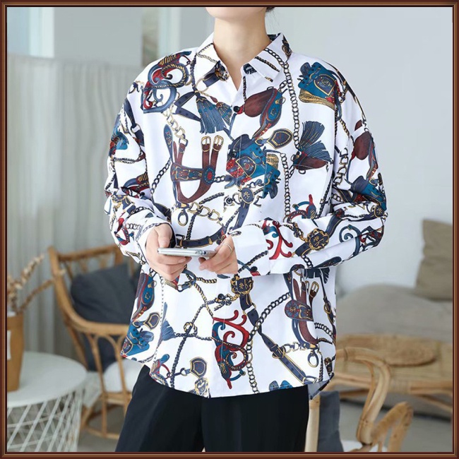 Áo Khoác Sơ Mi Tay Dài In Họa Tiết Hoa Thời Trang Cho Nam