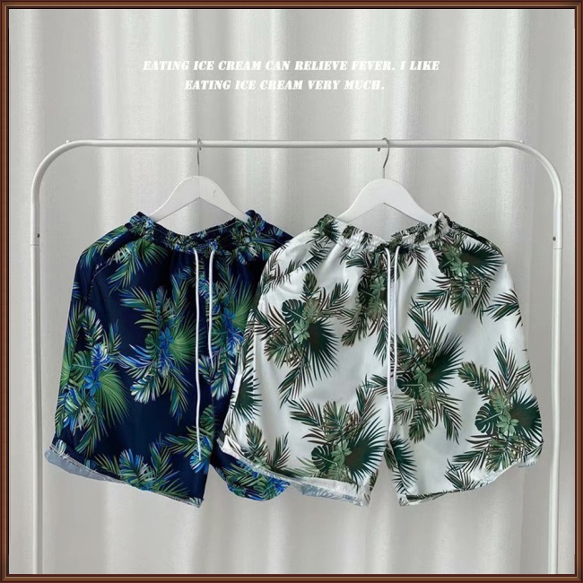 Quần Short Đi Biển Dáng Rộng Phong Cách Hawaii Thời Trang Cho Cặp Đôi