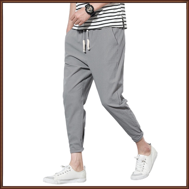 Quần Thể Thao Rút Dây Chất Liệu Cotton Lanh Cho Nam