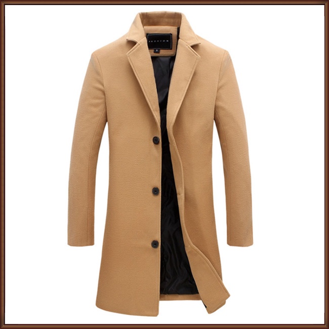 Áo Khoác Nam Dáng Dài Màu Trơn Thời Trang Mùa Đông