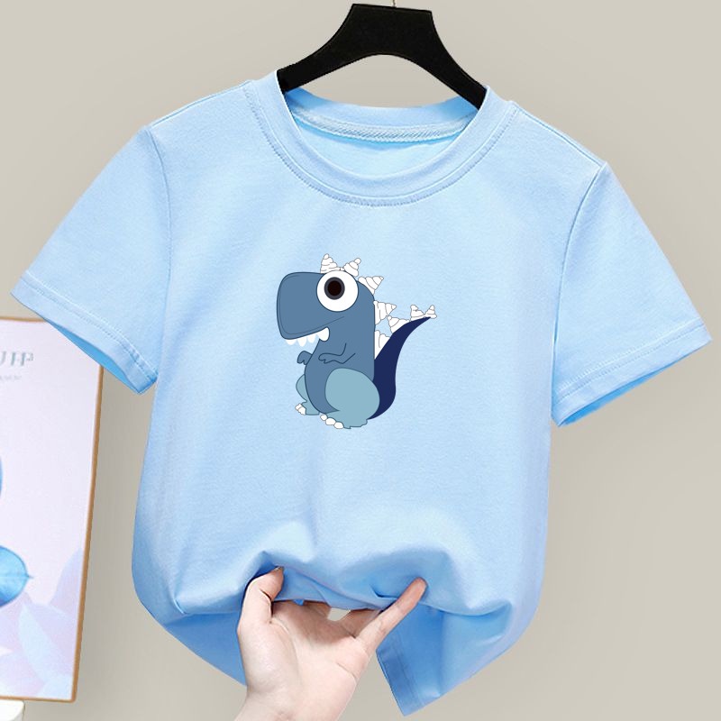 Áo Thun Unisex Cổ Tròn In Họa Tiết Hoạt Hình Cho Bé