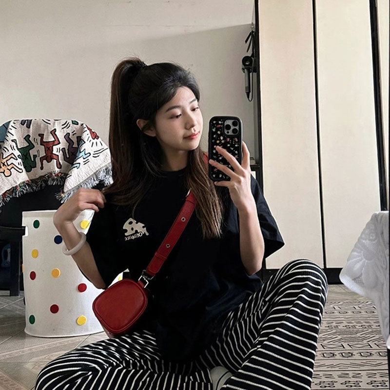 HIIXIIVI Áo Thun 100% Cotton Tay Ngắn Phong Cách Hàn Quốc Mới