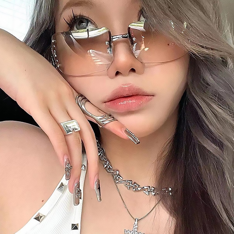 Kính Mát Gọng Vuông Đính Đá Thời Trang Cho Nam Nữ