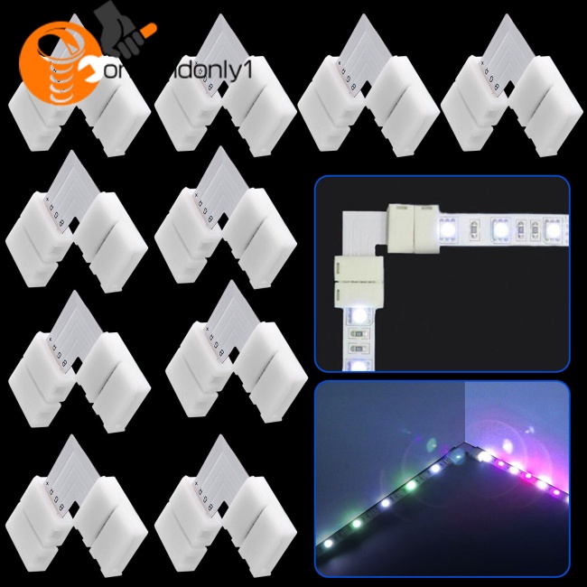 Bộ 10 Đầu Nối Dây Đèn Led 10mm 4 Pin 5050 / 3528 Rgb Hình Chữ L Chống Cháy
