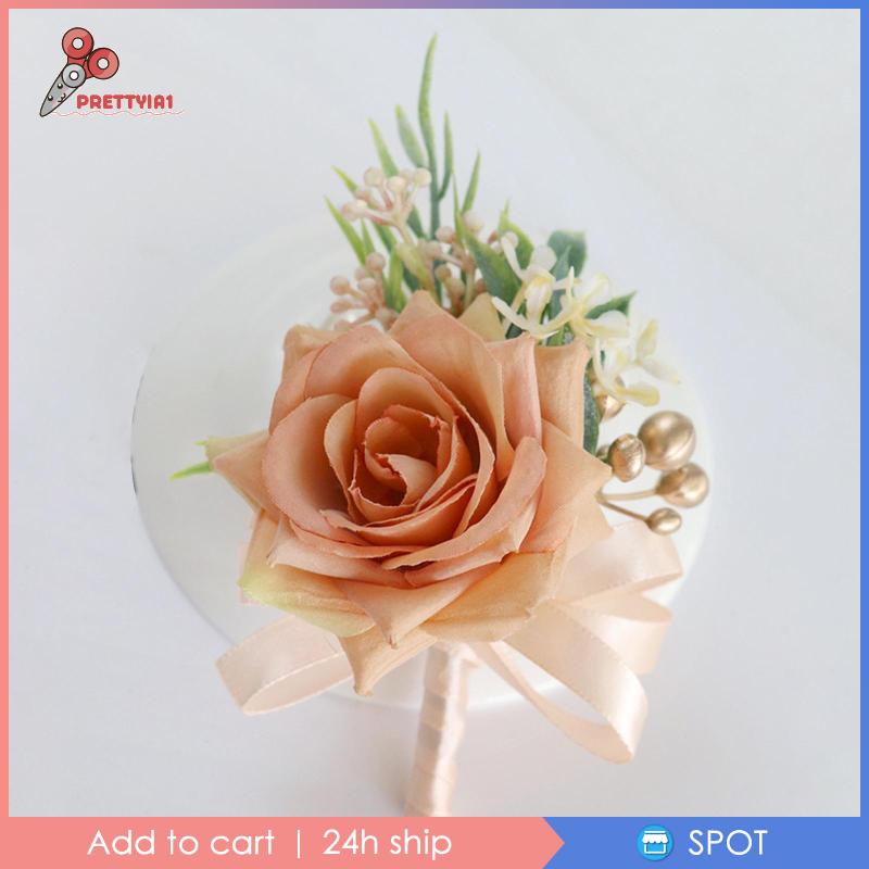 [Prettyia1] Ghim Cài Áo Hình Hoa Hồng Nụ Nụ Cho Phù Dâu Chú Rể Trong Tiệc Tùng