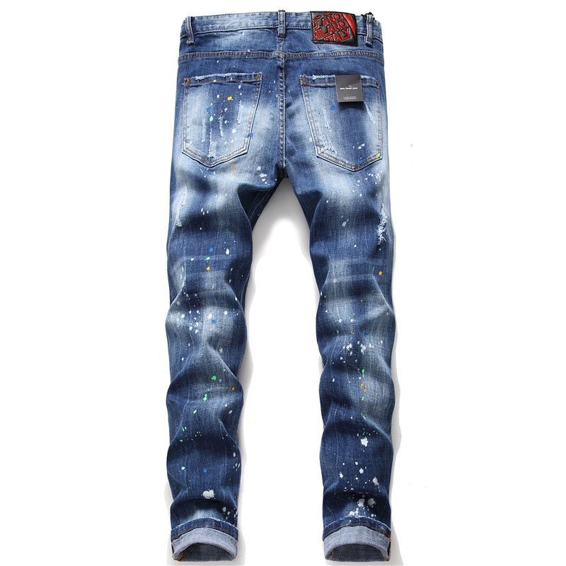 Quần jeans Dài Phối Vết Rách Cá Tính Cho Nam