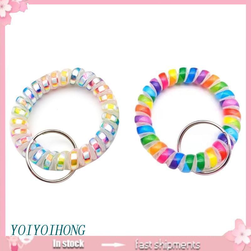 Bộ 5 Lò Xo Xoắn Ốc Đeo Cổ Tay / Móc Khóa Tiện Dụng Cho Huy Hiệu