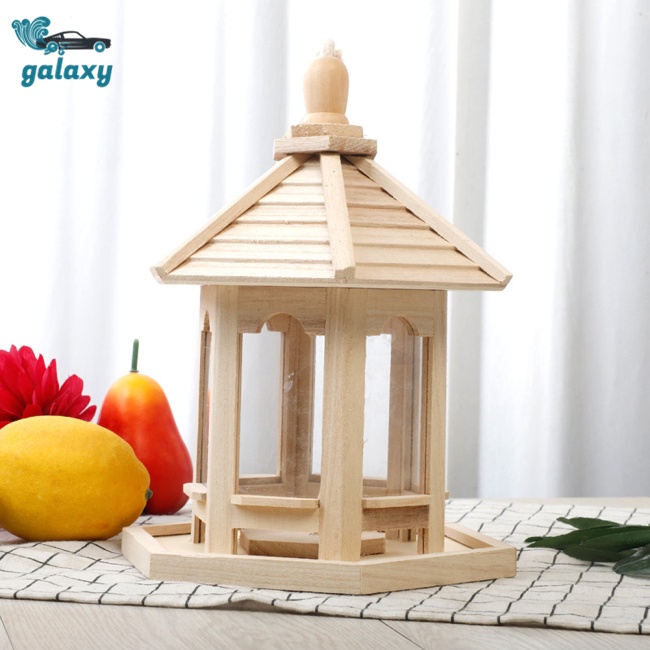 Galaxy Hộp Gỗ Đựng Thức Ăn Cho Chim Hình Lục Giác Treo Sân Vườn