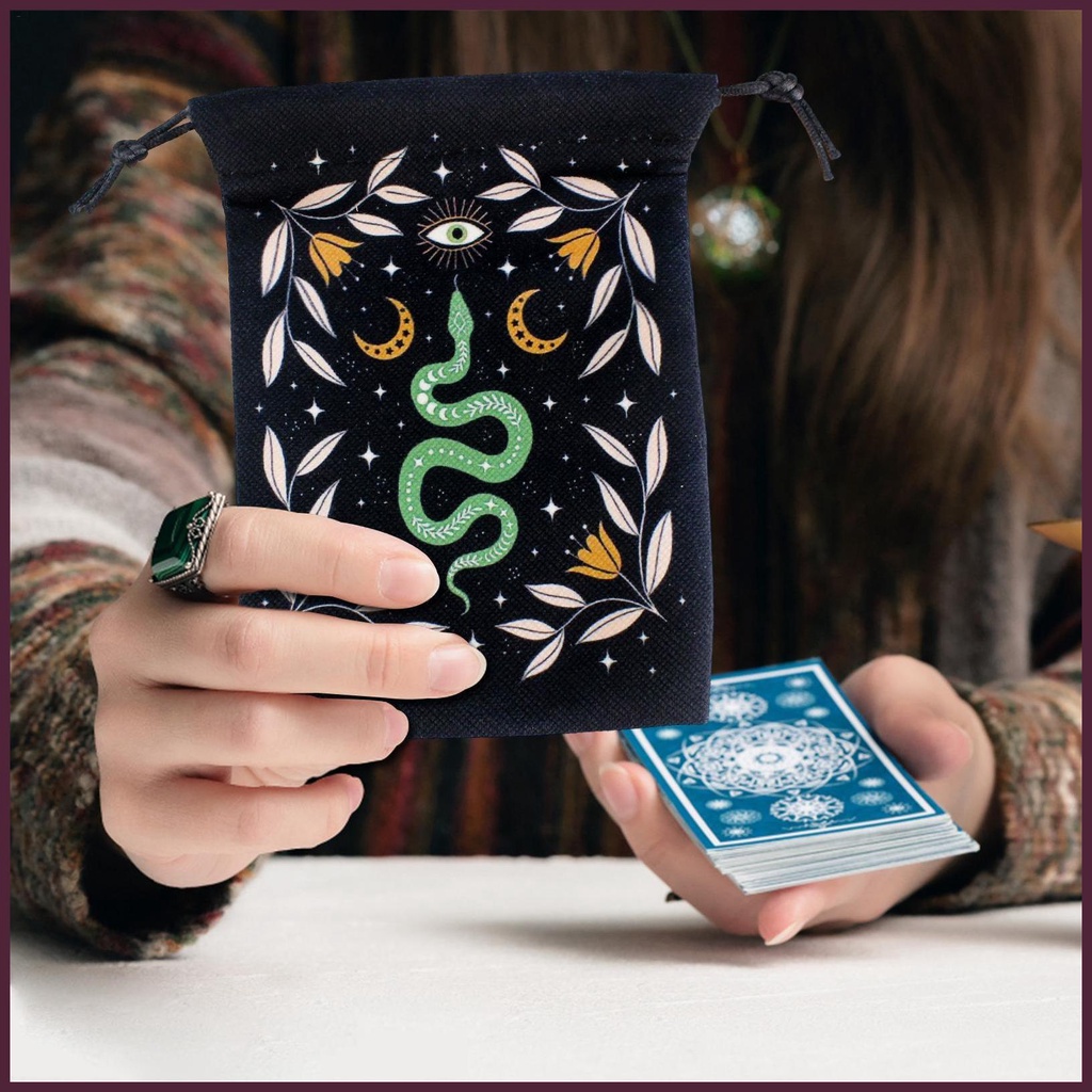 Túi Dây Rút Mini 5.12x7.09in In Họa Tiết Bài Tarot Bí Ẩn Đựng Trang Sức Tiện Dụng