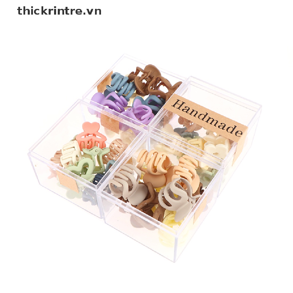 Set 10 Kẹp Tóc Càng Cua Mini 3cm Bằng Nhựa Nhám Họa Tiết Hình Học Cho Nữ