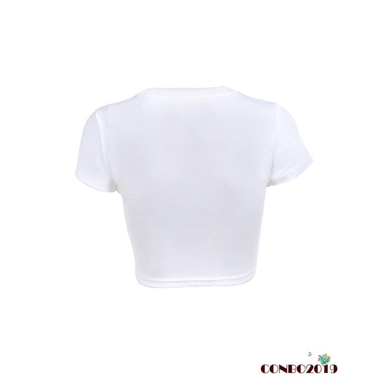 Áo Thun Crop Top Tay Ngắn Cổ Tròn In Chữ Thời Trang Mùa Hè Cho Nữ