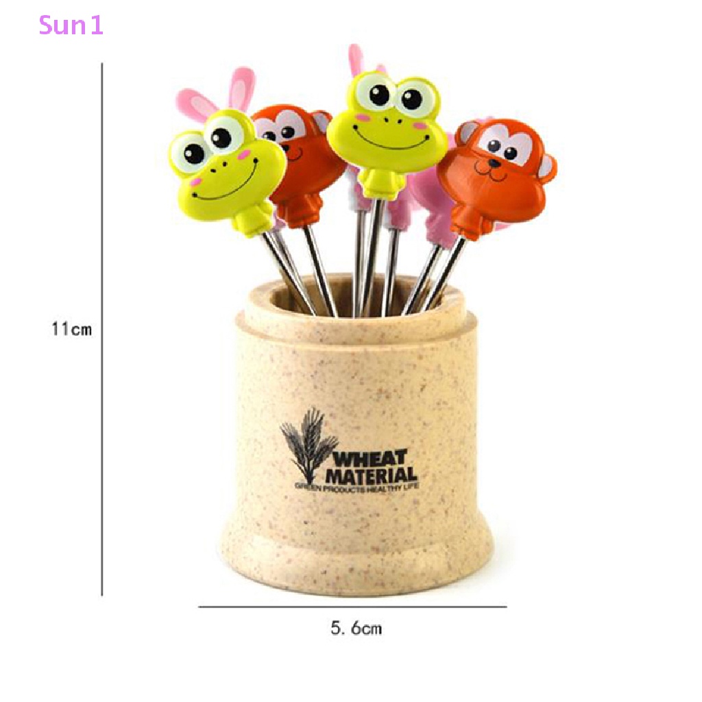 Bộ 8 Nĩa Ăn Trái Cây / Trái Cây / Bánh Kem Mini Bằng Thép Không Gỉ Sun1 &gt; 8 Cái Hình Động Vật Hoạt Hình