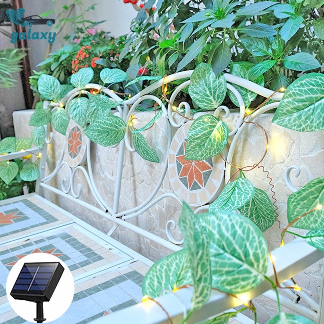 Galaxy Dây Đèn Led 8 Chế Độ Hình Lá Cây Dùng Pin Có Thể Sạc Lại Dùng Trang Trí Ngoài Trời