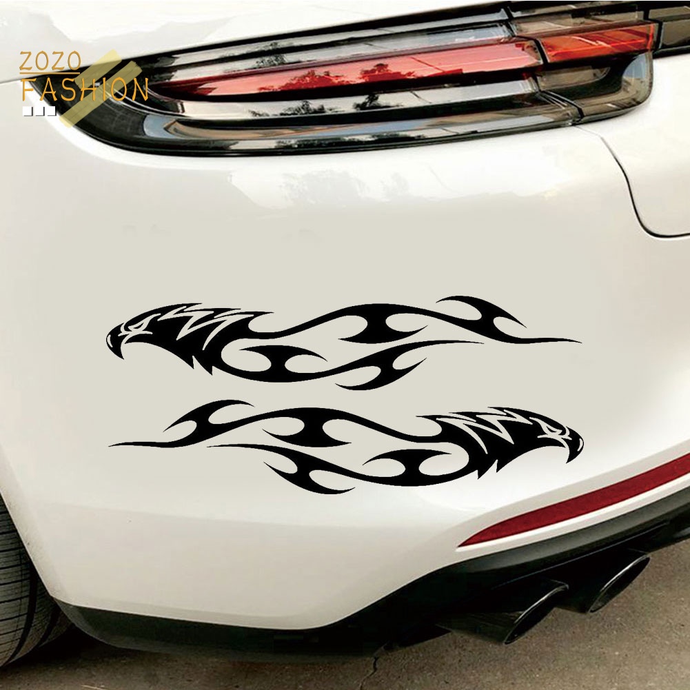 Bộ 2 Miếng Dán Phản Quang Họa Tiết Đại Bàng / Ngọn Lửa Trang Trí Xe Hơi / Xe Máy