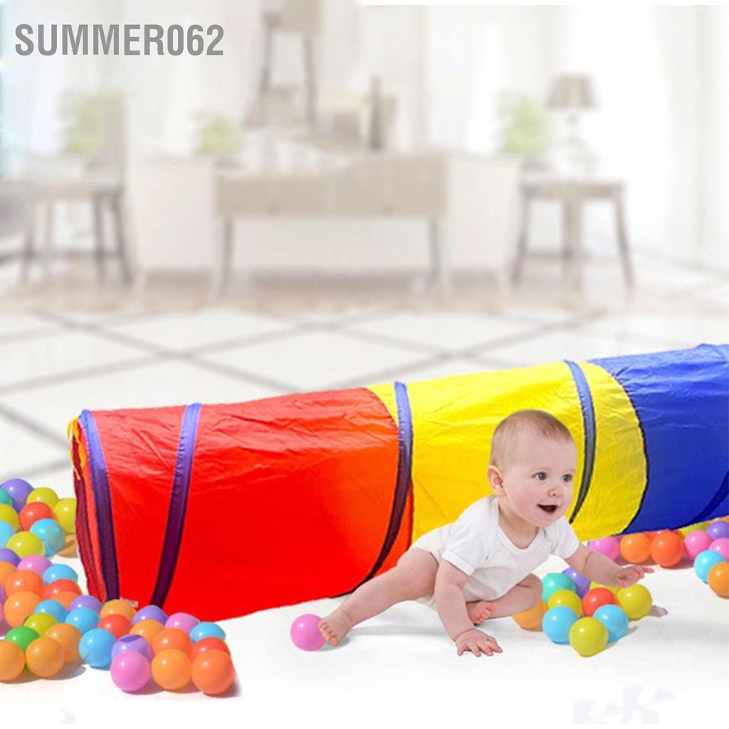 Đường hầm bò cầu vồng cho trẻ em Nhà trò chơi trong nhà Lều ngoài trời cho trẻ em có thể gập lại Red Yellow Blue Tricolor Channel 【summer062】