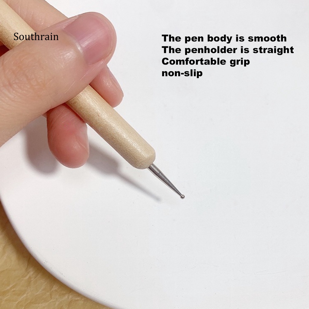 Bộ 5 Bút Chấm Bi Hai Đầu Bằng Gỗ Dùng Trang Trí Móng Tay Chuyên Nghiệp