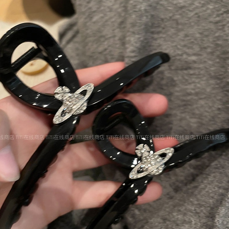 Kẹp Tóc Hình Kim Cương Đen Hai Mặt 13cm Sang Trọng