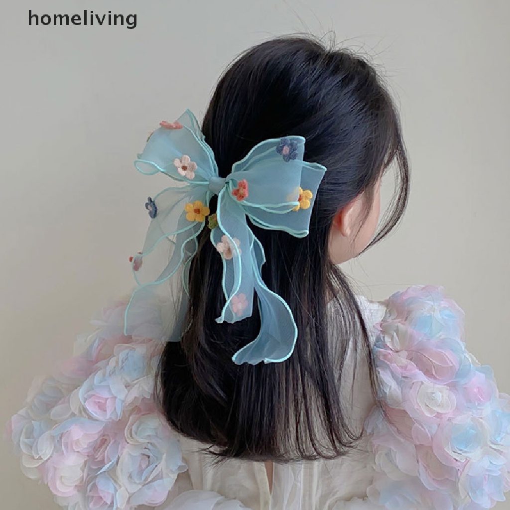 Kẹp Tóc Ruy Băng Dài Hình Bông Hoa Dễ Thương Thời Trang Xuân Hè Cho Bé Gái