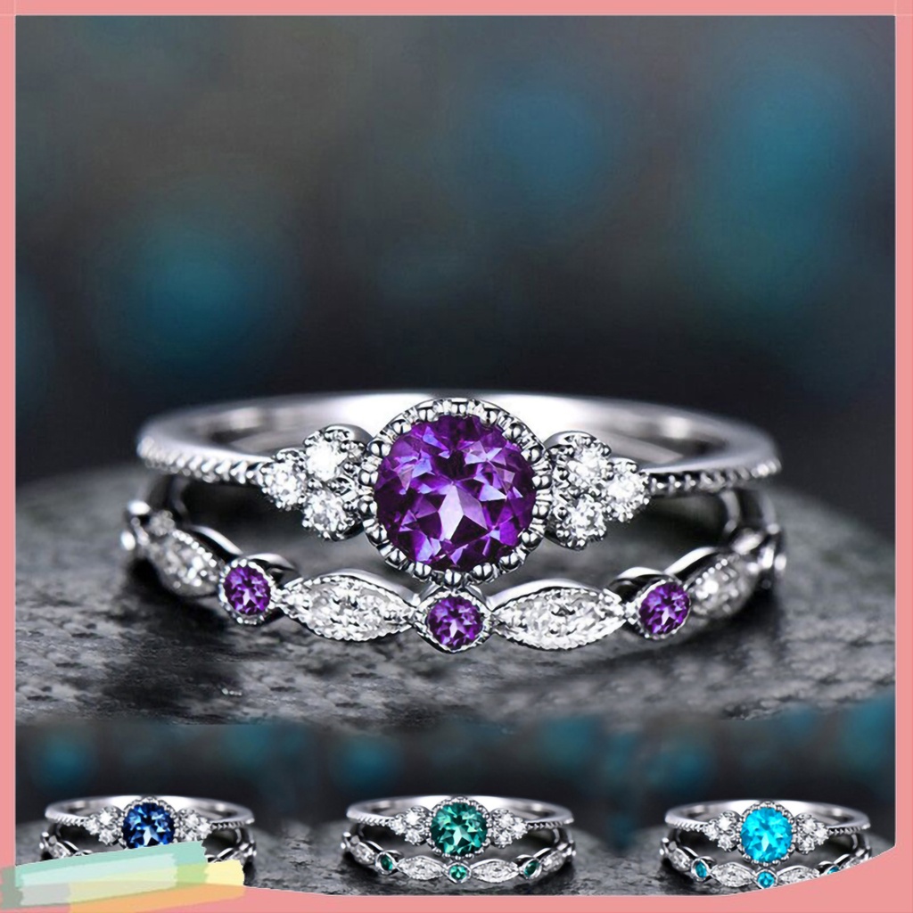 Set 2 Nhẫn Tay Hợp Kim Kiểu Dáng Thời Trang Cho Nữ