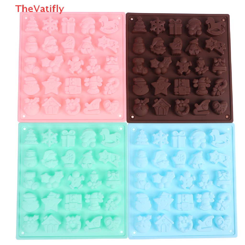 Khuôn Silicone Làm Bánh 25 Ô Hình Người Tuyết Giáng Sinh