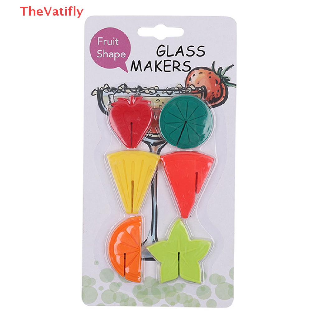 Set 6 Nhãn Silicone Đánh Dấu Ly Rượu Họa Tiết Trái Cây