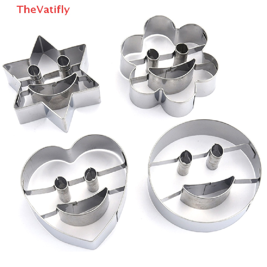 Bộ 4 Khuôn Cắt Bánh Quy Bằng Thép Không Gỉ Hình Mặt Cười