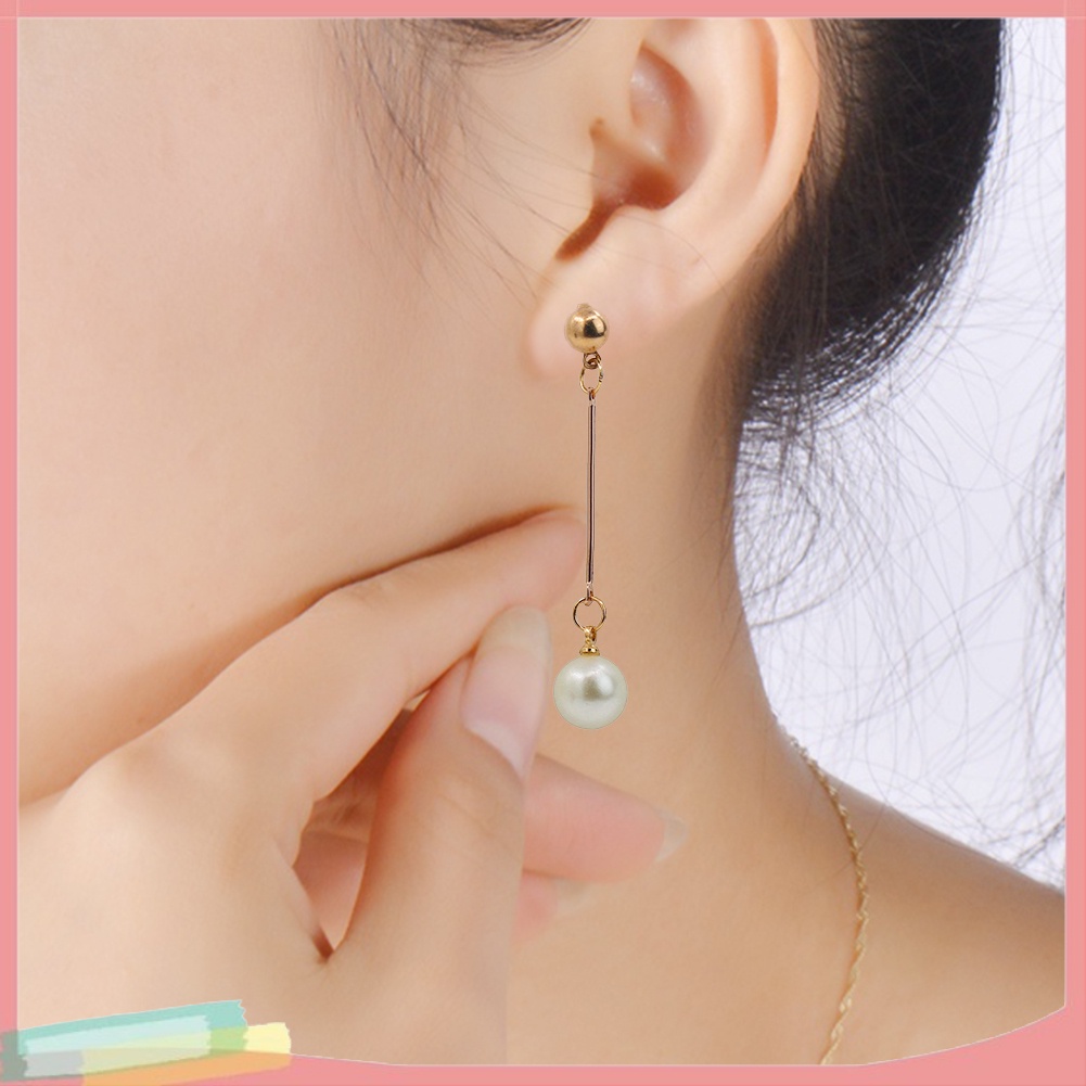 1 Đôi Bông Tai Dáng Dài Đính Ngọc Trai Giả Thời Trang Thanh Lịch Cho Nữ