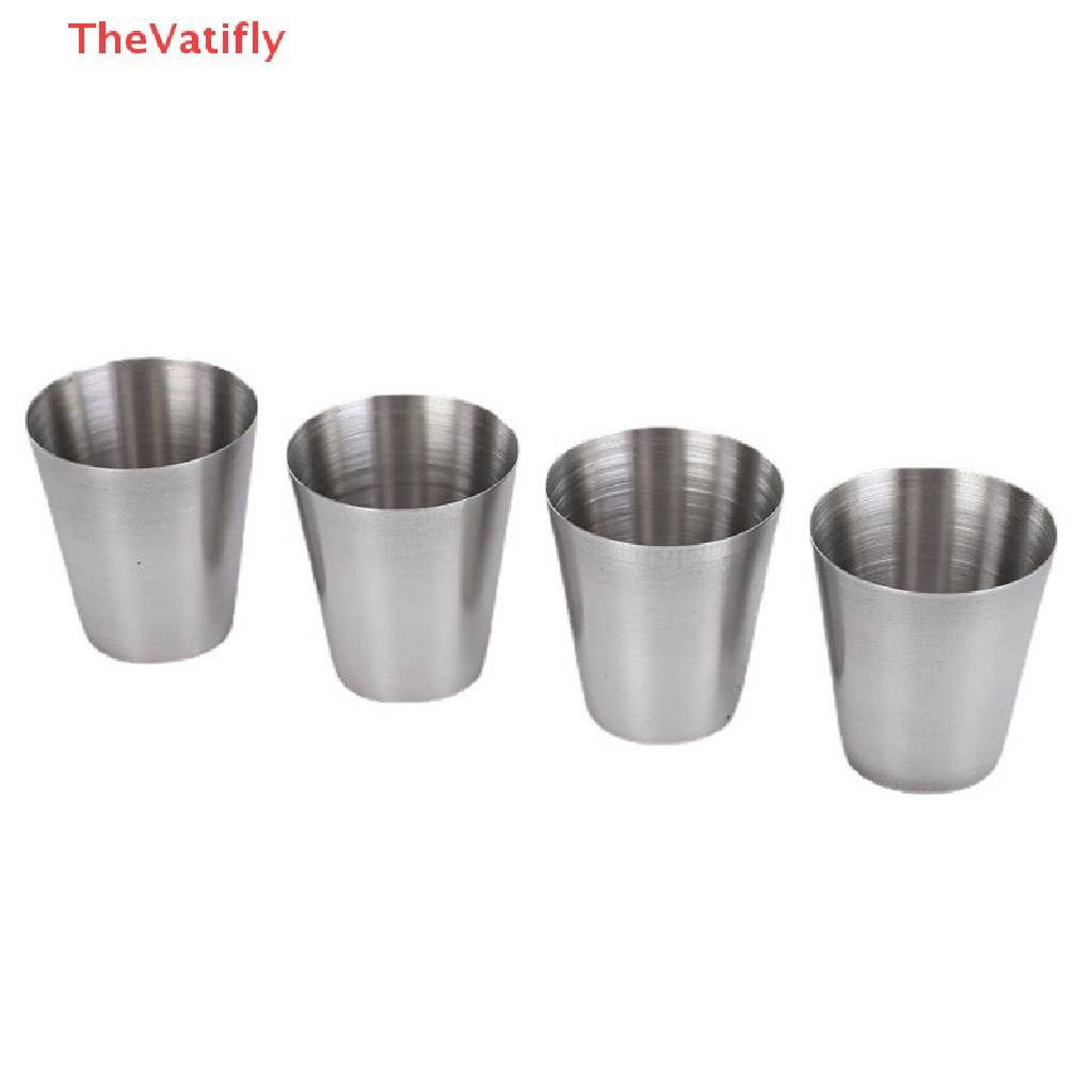 Set 4 Cốc Uống Trà / Cà Phê Bằng Thép Không Gỉ 30ML Nhỏ Gọn Dành Cho Đi Cắm Trại