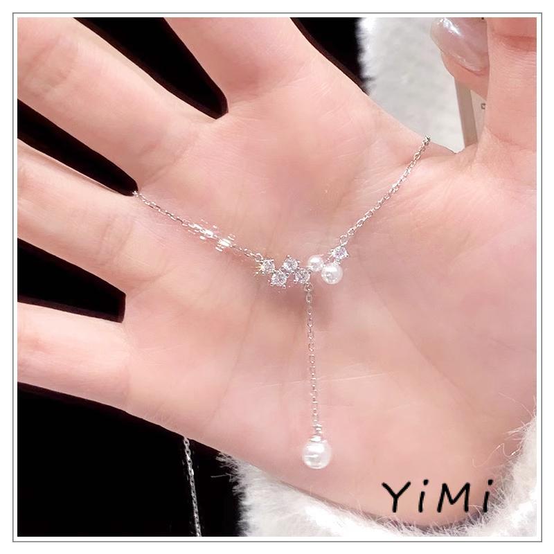 【Thanh toán đích】2023 Phong Cách Mới Hàn Quốc Vòng Cổ Đính Kim Cương Giả Và Ngọc Trai Sang Trọng Cho Nữ