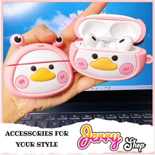 Vỏ Đựng Ốp Case Airpods Vịt Duck Hồng Bảo Vệ Tai Nghe Không Dây Bluetooth Chống Va Đập 1/2,3,Pro - Jerry Shop