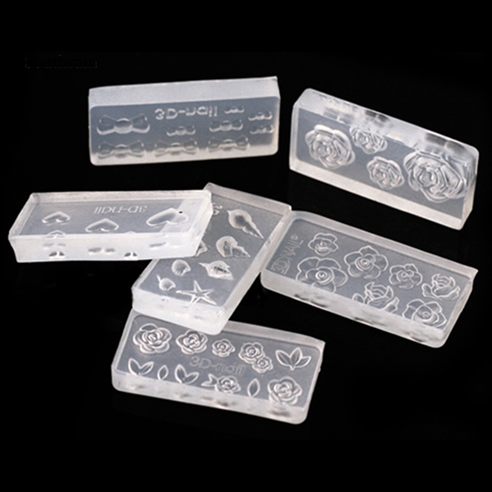 Set 6 Khuôn Acrylic Trong Suốt Làm Móng Nghệ Thuật DIY