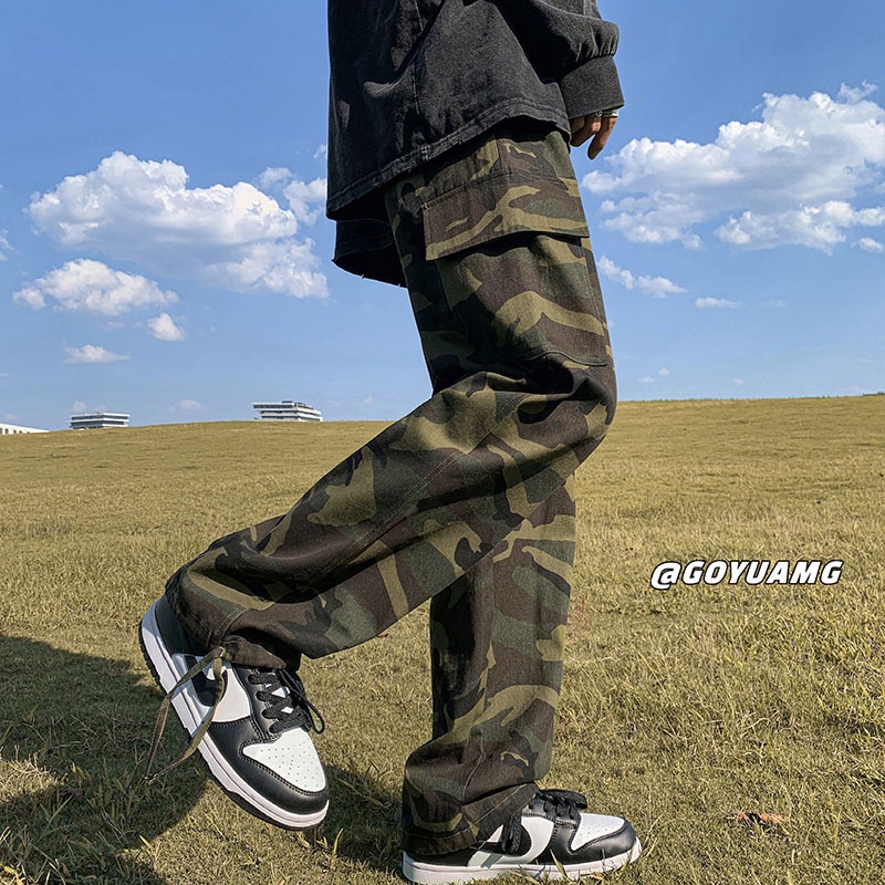 Quần Dài Dáng Rộng Họa Tiết Rằn Ri Phong Cách Đường Phố Mỹ Cá Tính Cho Nam