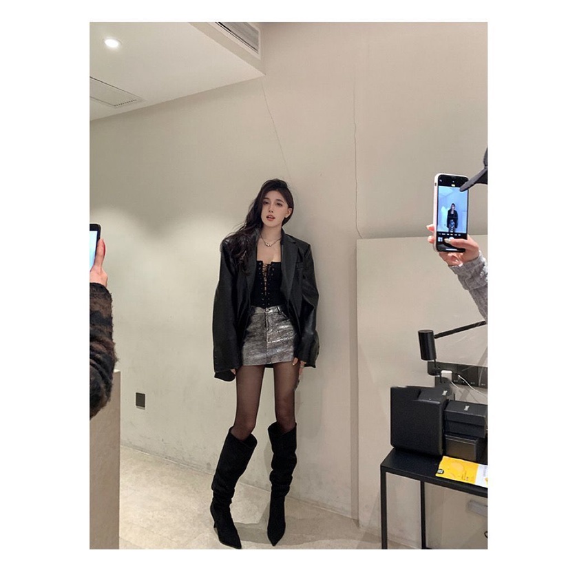 Áo Khoác Da pu Dáng Rộng Phong Cách Hàn Quốc Thời Trang Mùa Thu 2023 U3IR