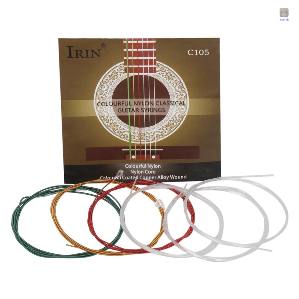 Bộ 6 Dây Đàn Guitar IRIN C105 Lõi Nylon Mạ Hợp Kim Đồng Nhiều Màu Sắc (. 028-.043)