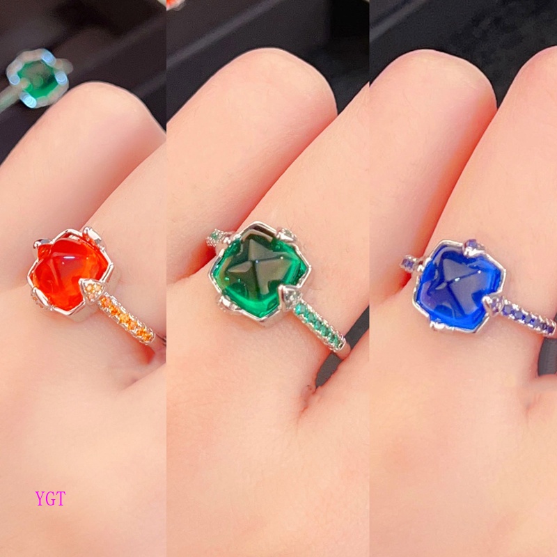 Ygt Nhẫn Đính Hôn Mở Đính Đá Tanzanite 5A Màu Xanh Hoàng Gia Lấp Lánh Có Thể Điều Chỉnh Thời Trang Cho Nữ