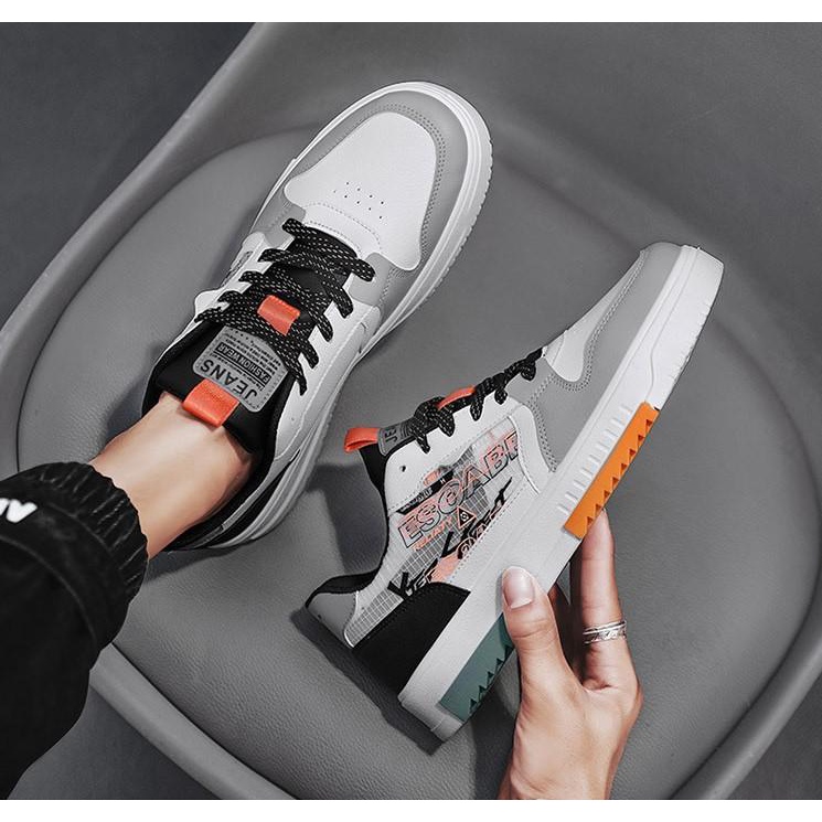 Giày snearker nam nữ Esoabe da lôn cao cấp đế cao su non phong cách Hàn Quốc - GH06