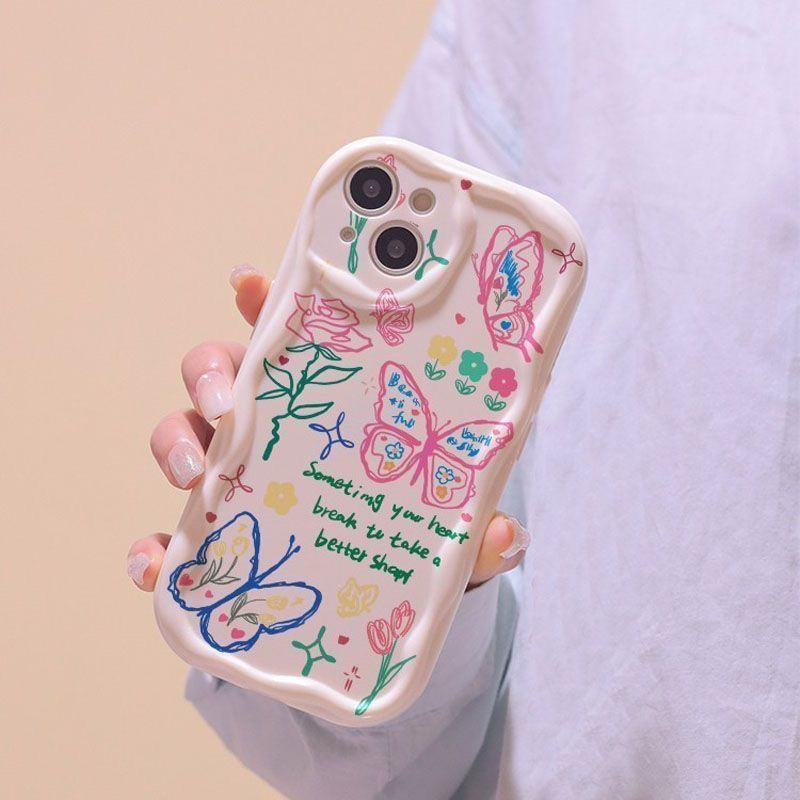 ✅Ốp Điện Thoại Mềm Họa Tiết Hoa Hồng Và Bướm Cho Iphone 14pro 13Pro1211 Xsmax plus 8 L8RP