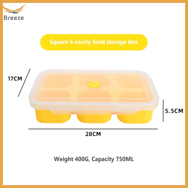 Khay Silicone Đựng Nước Sốt 6 Ngăn Có Nắp Đậy Tiện Lợi