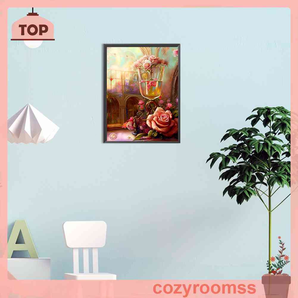 Tranh Đính Đá Kim Cương Toàn Bộ 5D DIY Hình Vẽ Hoa Trang Trí Nhà Cửa