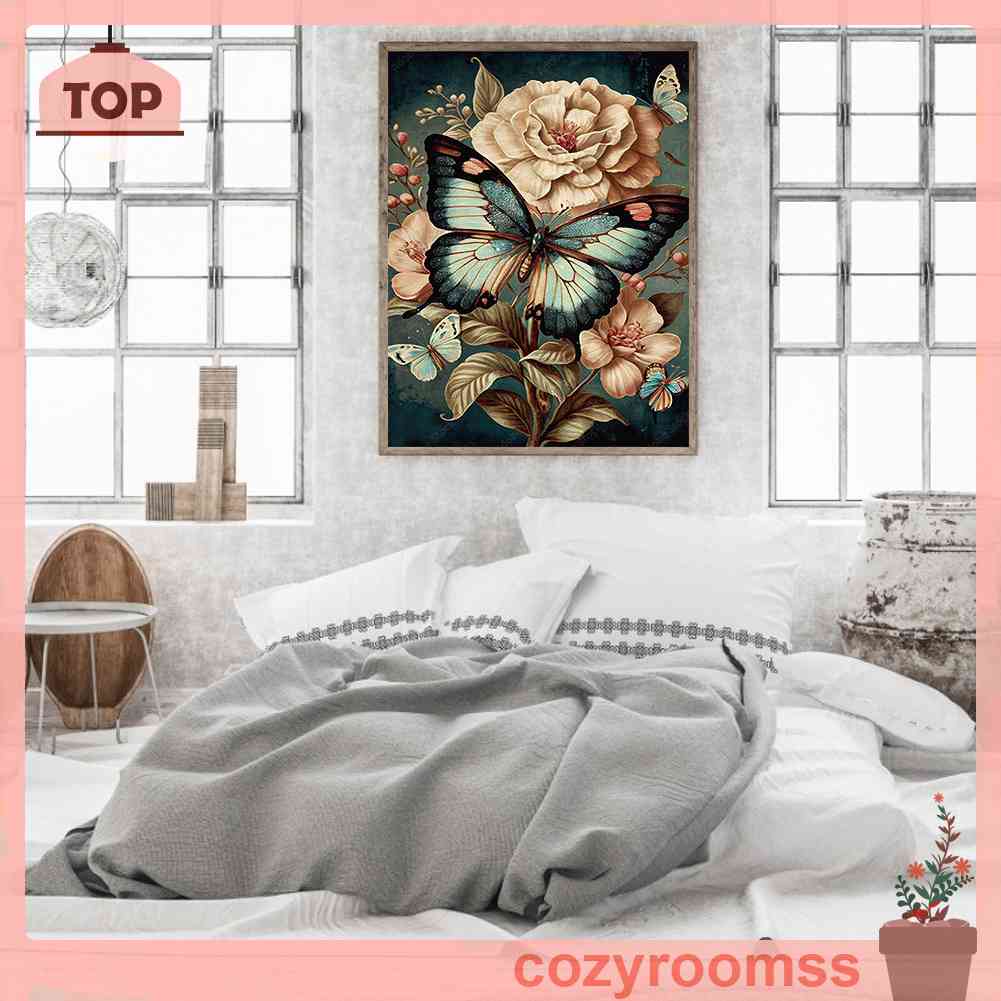 Tranh Sơn Dầu Trang Trí Hình Bướm Và Hoa