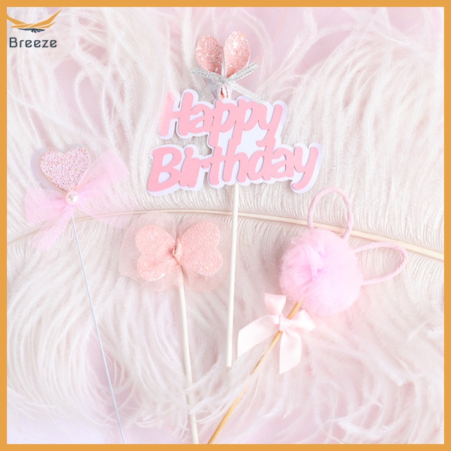 Topper Trang Trí Bánh Kem Hình Tai Thỏ Dễ Thương