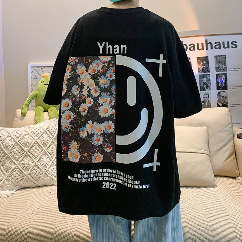 Áo Thun Ngắn Tay Dáng Rộng In Họa Tiết Thời Trang Mùa Hè Dành Cho Nam