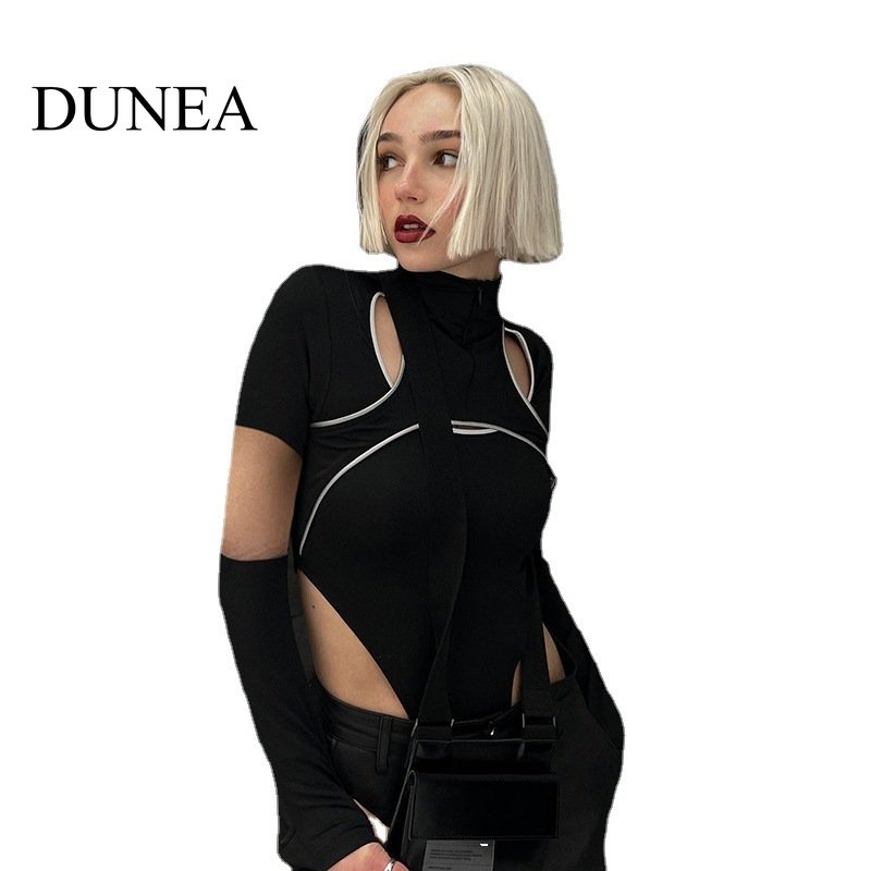 DUNEA Bộ Áo Liền Quần Cổ Cao Gợi Cảm Cho Nữ
