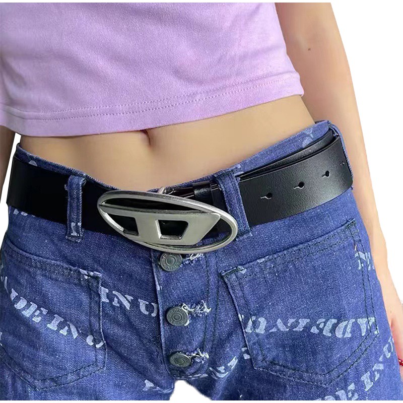 Thắt Lưng Da Mạ Bạc Khắc Chữ D Thời Trang Cho Nam Nữ