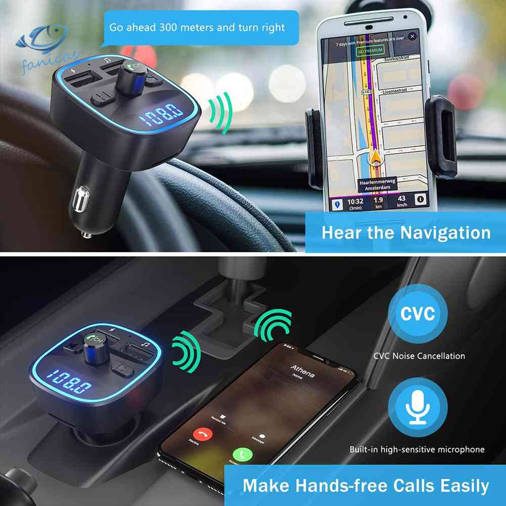 Máy Nghe Nhạc MP3 QC3.0 Kết Nối Bluetooth Kèm Sạc USB Chuyên Dụng Cho Xe Hơi