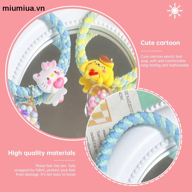 miumiuaSanrio Dây Buộc Tóc Cao Su Bện Hình Động Vật Hoạt Hình Nhiều Màu Sắc Ngọt Ngào Cho Nữ