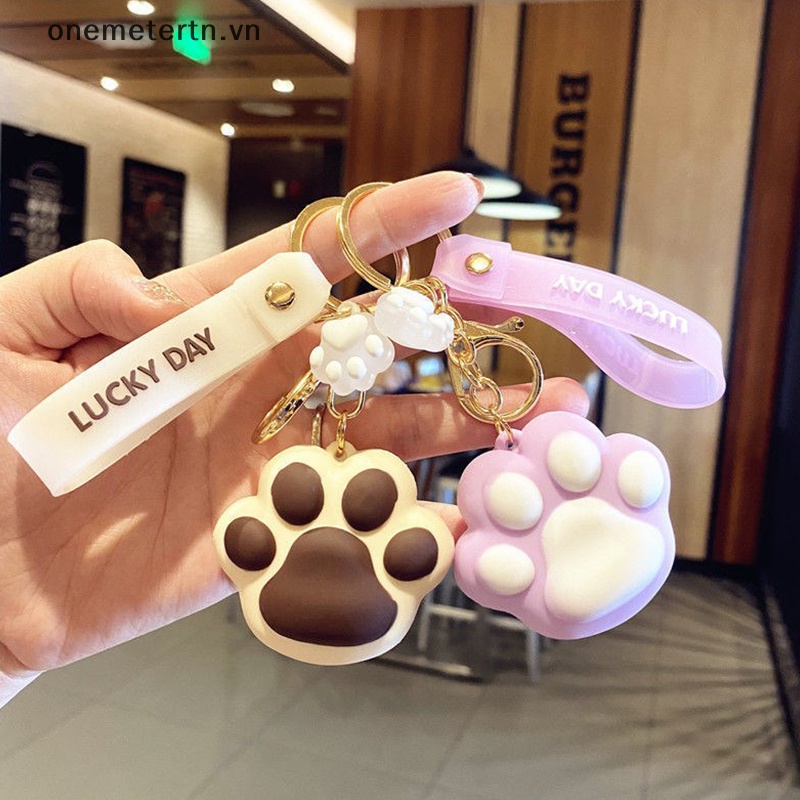 Móc Chìa Khóa Hình Chân Mèo Bằng Cao Su Pvc Mềm Chống Thất Lạc